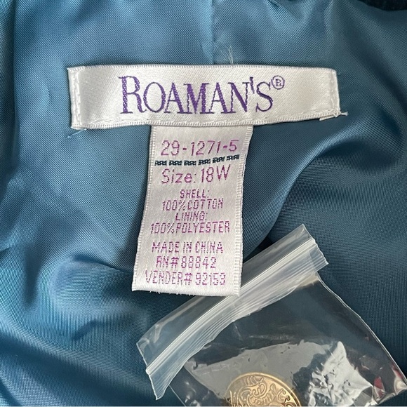 Roaman’s Corduroy Coat Jacket Women’s Plus Size 18W Gold Tone Buttons Teal - Picture 7 of 7